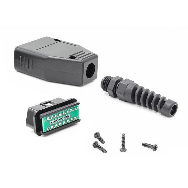 Универсальный разборный разъем OBD2 16-Pin (папа) с контактами под пайку A0050-B фото